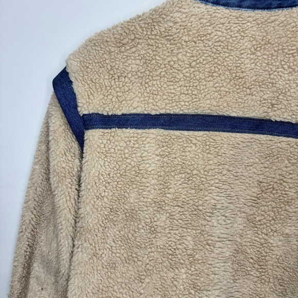 Veronica Beard Potter Cropped Denim-Trim Sherpa Jacket Size Medium - Picture 13 of 15